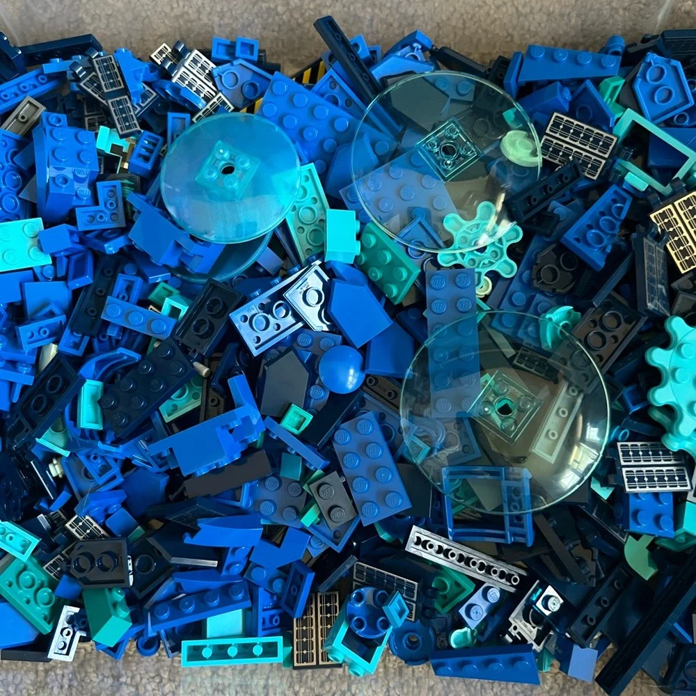 LEGO Small  Accessories , Spare Parts And Small Brick Pieces. Mix Blues 1lbs